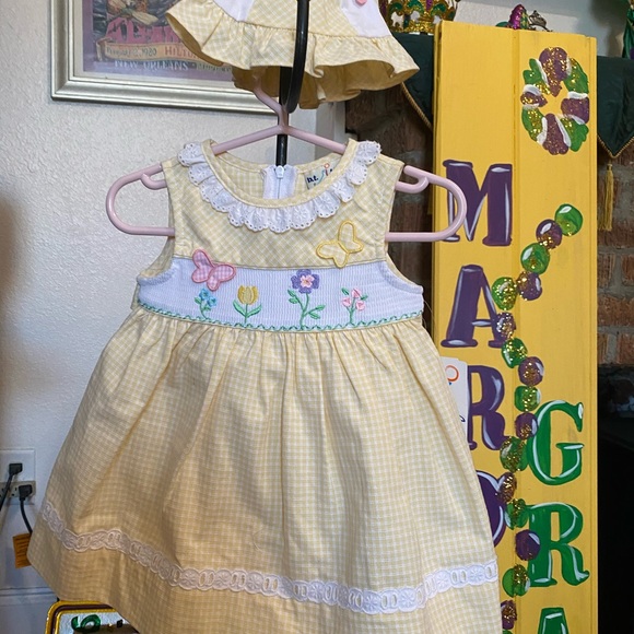 New with tags B T Kids 3 piece smocked Dress set size 6-9 months - Picture 6 of 13